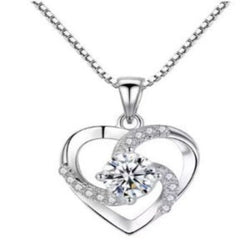 Sterling Silver 925 Diamond Heart Necklace