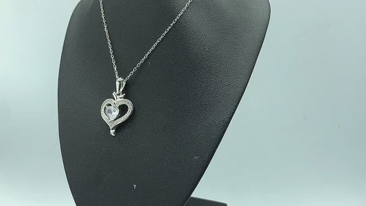 Sterling Silver 925 Heart shape with diamond Necklace