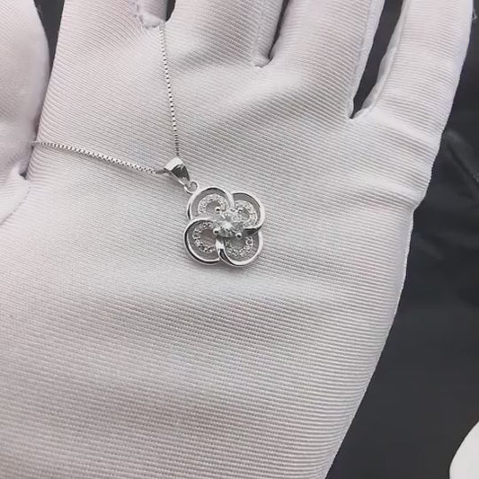 Sterling Silver 925 Flower Pendant necklace